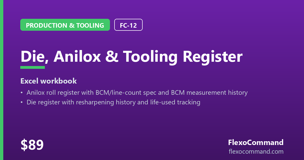 Die, Anilox & Tooling Register