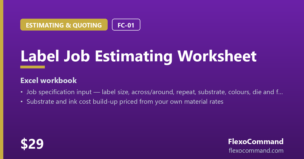 Label Job Estimating Worksheet