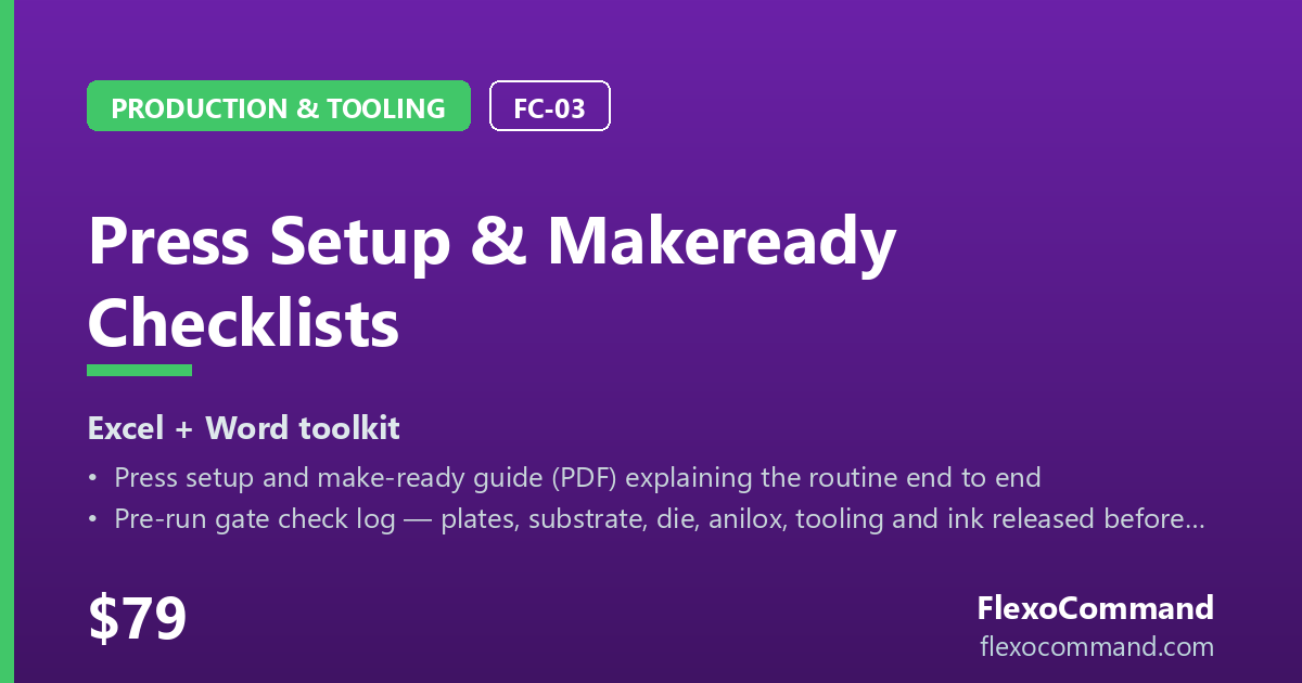 Press Setup & Makeready Checklists