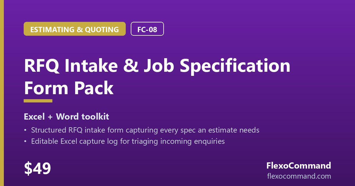 RFQ Intake & Job Specification Form Pack